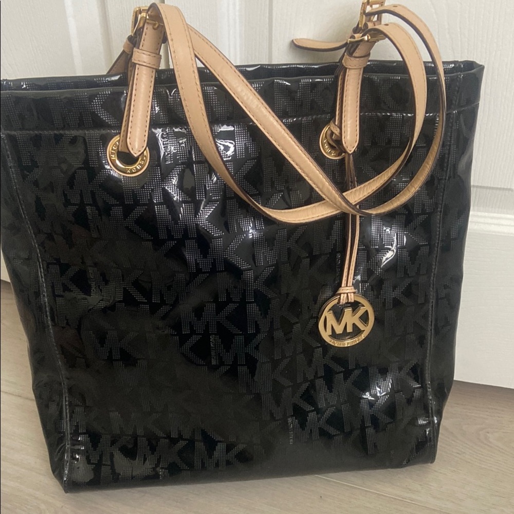 Michael Kors Black and Tan Signature Tote